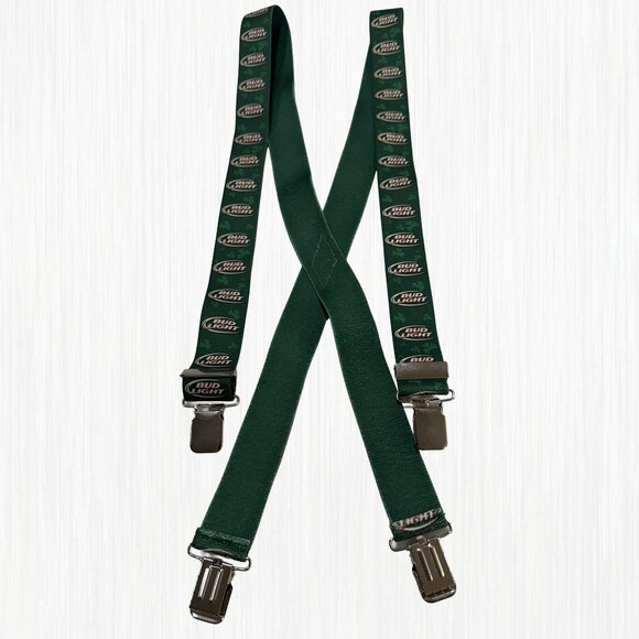 RARE Vintage Bud Light Irish Suspenders Shamrock St. Patrick’s Day Green Braces - Picture 1 of 5